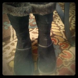 NAOT Black Gathered Faux Suede Boots